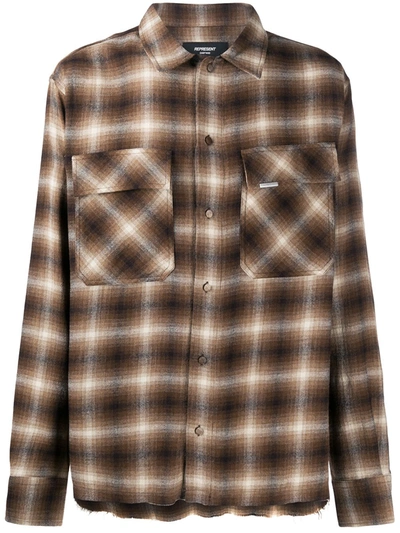 Represent Plaid Long-sleeved Shirt In Brown Check