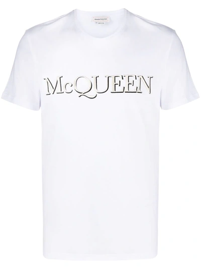 Alexander Mcqueen Embroidered Logo T-shirt In White