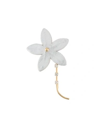 Marni Floral Appliqué Brooch In Silver