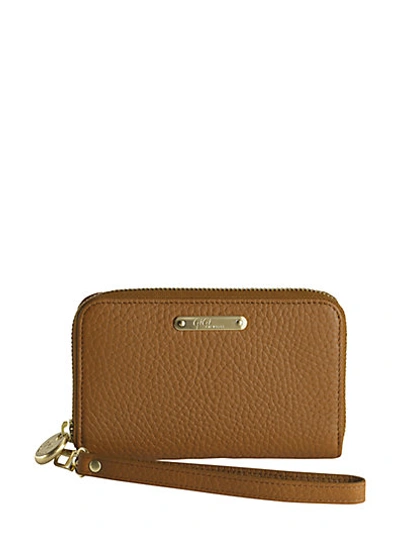 Gigi New York Pebbled Leather Phone Wristlet In Saddle