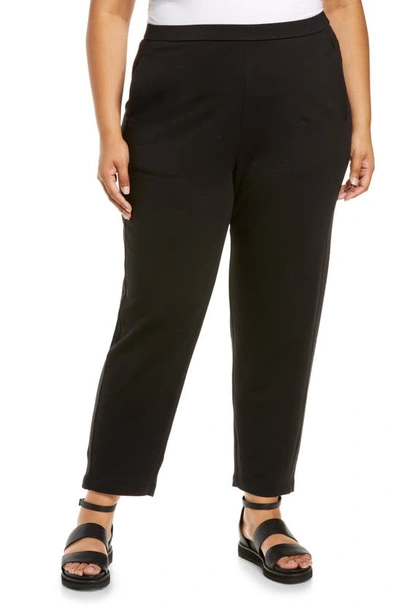 Eileen Fisher Slouch Fleece Ankle Pants In Black