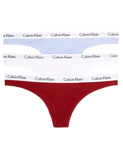 Calvin Klein Carousel Thong 3-pack In Red,peri,white