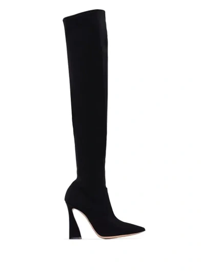 Gianvito Rossi Black Atlas 105 Thigh-high Stretch Boots In Schwarz