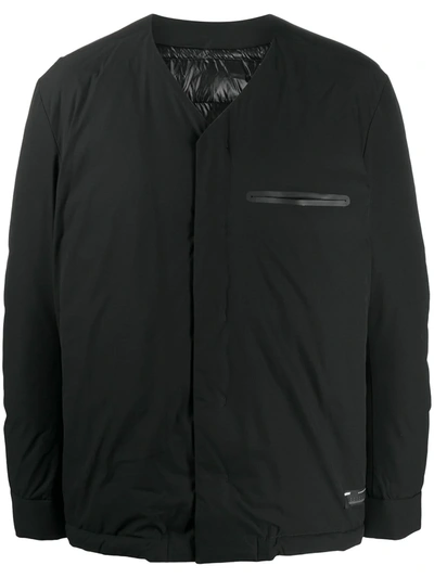 Attachment Collarless Padded Jacket In Black