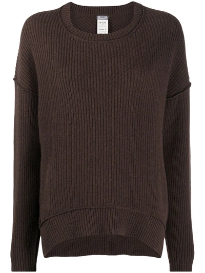 Kristensen Du Nord Exposed-seam Crew Neck Jumper In Dark Brown