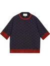 Gucci Interlocking G Jacquard-knit Top In Blue