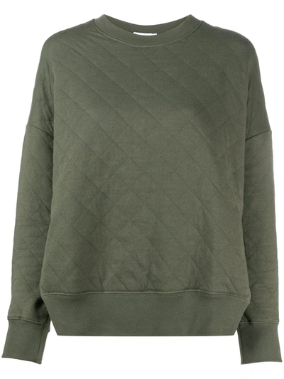 Closed Quilted Side Slit Sweatshirt In Green
