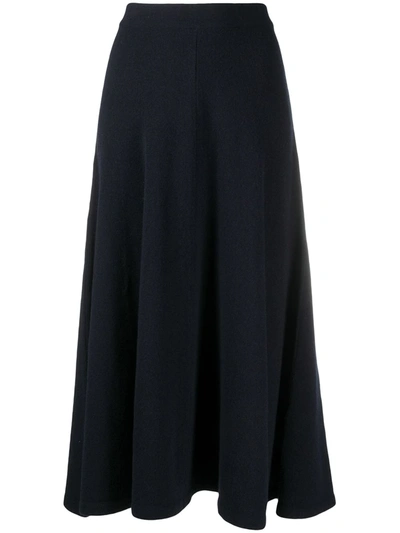 Closed High-waist Flared Midi Skirt In Blue