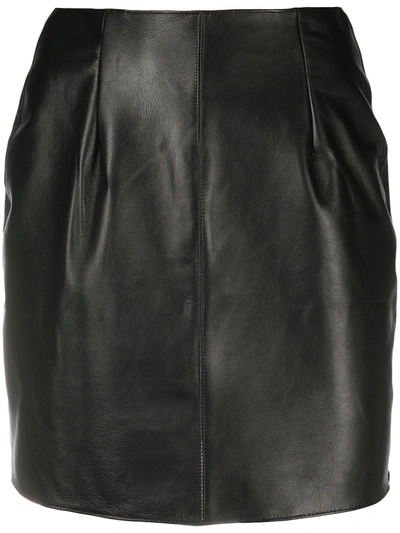 Something Wicked Mia Leather Mini Skirt In Black