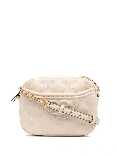 Tory Burch Fleming Shoulder Bag In Beige Leather In White