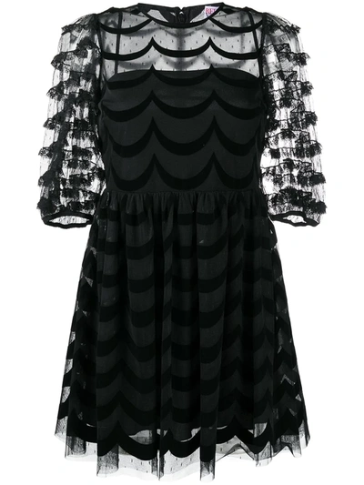 Red Valentino Redvalentino Sheer Tulle Overlay Dress In Black