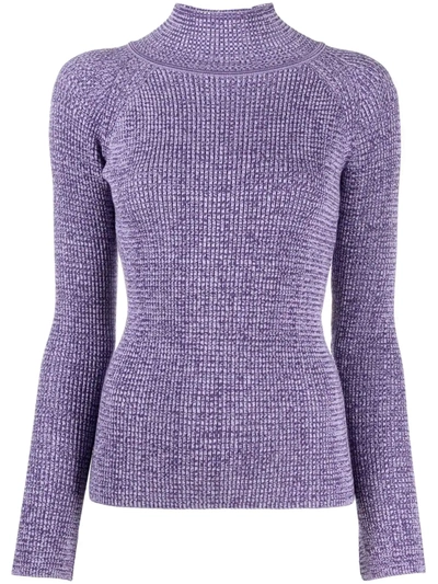 Aeron Mock Neck Knit Jumper In Purple