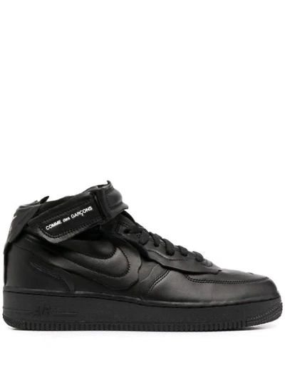 Nike X Comme Des Garçons Air Force 1 Mid Sneakers In 1black