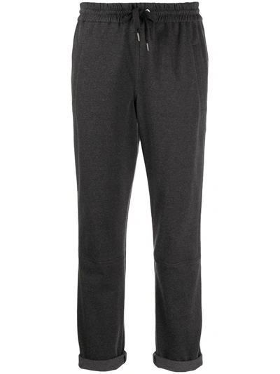 Brunello Cucinelli Drawstring Cropped Trousers In Grey
