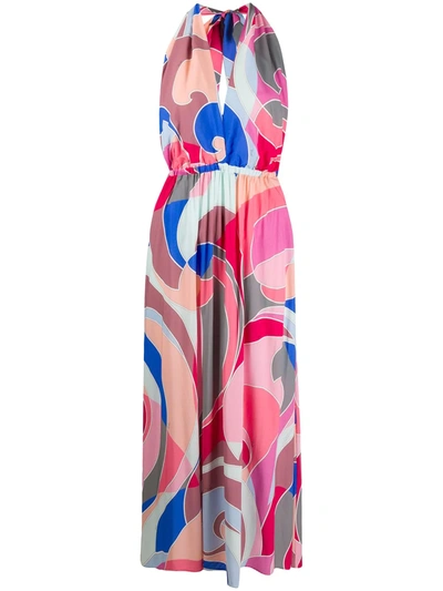 Emilio Pucci Halterneck Quirimbas-print Dress In Beige