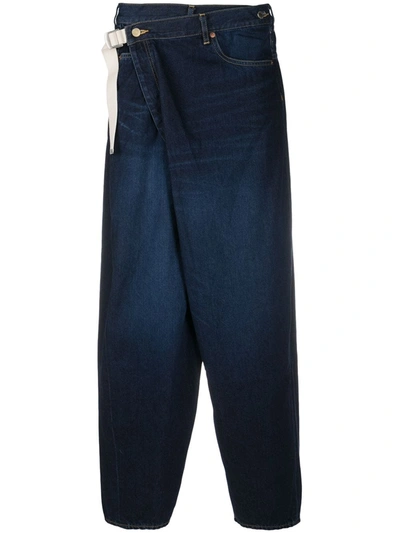 Attachment Cross-front Loose-fit Jeans In Blue