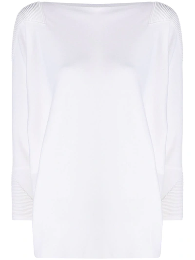 Maison Ullens Long-sleeved Ribbed Panel Jumper In White