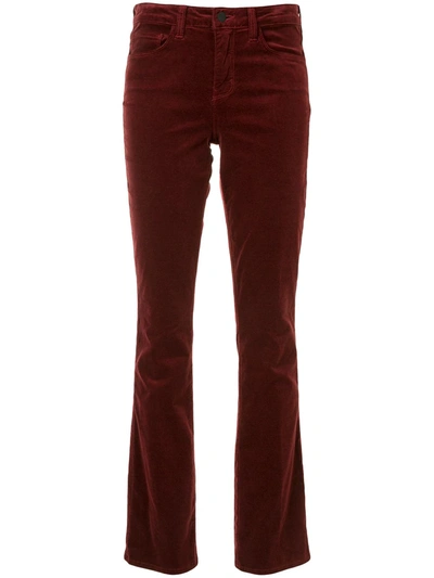 L Agence Flared Velvet Jeans In Red