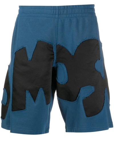 Moschino Logo-appliqued Track Shorts In Blue