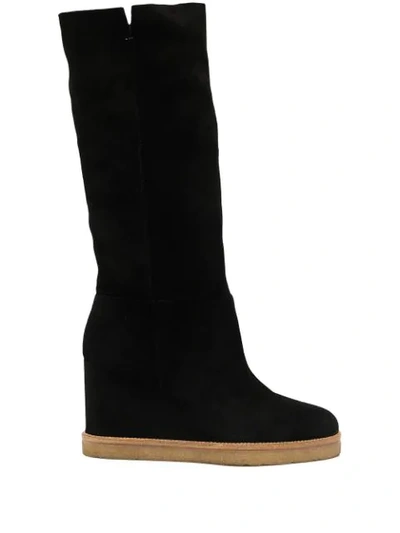 Ba&sh Wedge Heel Slip-on Boots In Black