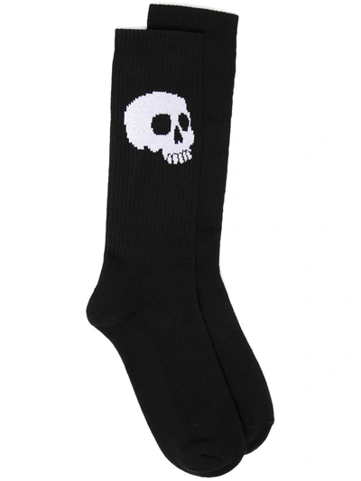 Palm Angels Skull-motif Socks In Black