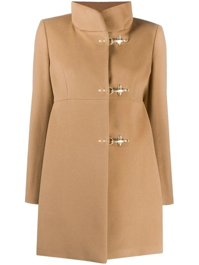 Fay Clip-fastening Coat In Neutrals