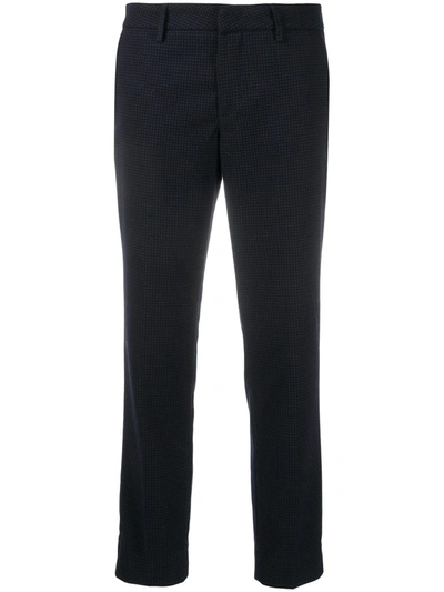 Fay Cropped Check Pattern Trousers In Blue