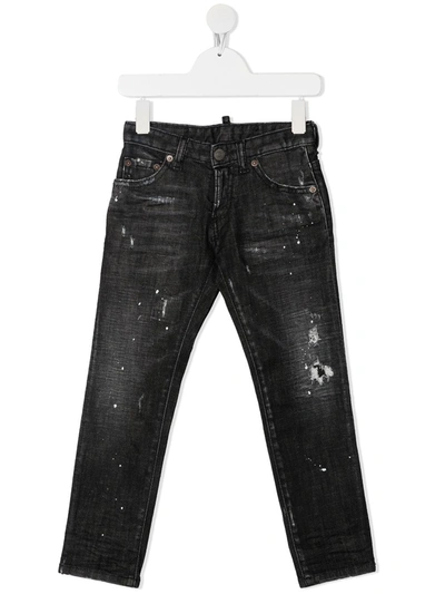 Dsquared2 Kids' Distressed-finish Denim Jeans In Black