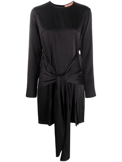 Andamane Longsleeved Tie-waist Dress In Black