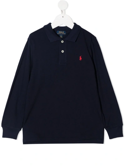 Ralph Lauren Kids' Logo-patch Polo Shirt In Blue
