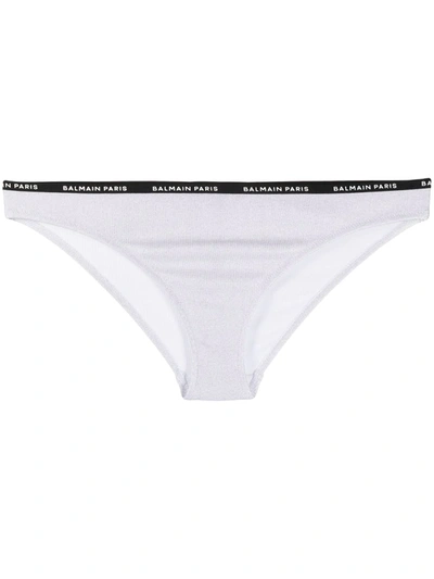 Balmain Logo-waistband Briefs In Silver
