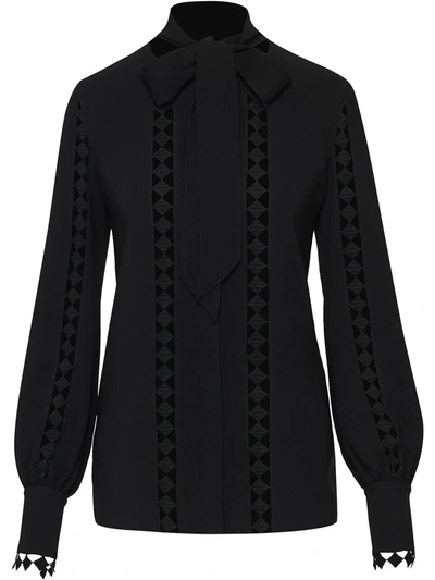 Oscar De La Renta Cut-out Embroidered Blouse In Black