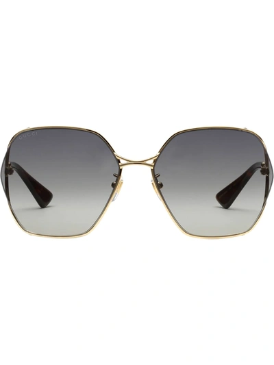 Gucci Oversized-frame Sunglasses In Gold