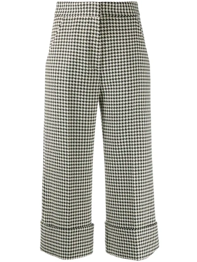 Smythe Houndstooth Cropped Trousers In Neutrals