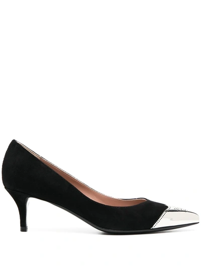 Pollini Contrast Pointed Pumps In Black