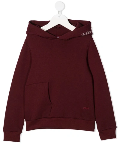 Paolo Pecora Patch Pocket Pullover Hoodie In Red