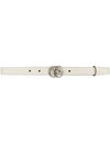 Gucci Gg Marmont Thin Belt With Shiny Buckle In White