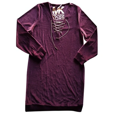 Pre-owned Michael Kors Velvet Mini Dress In Purple