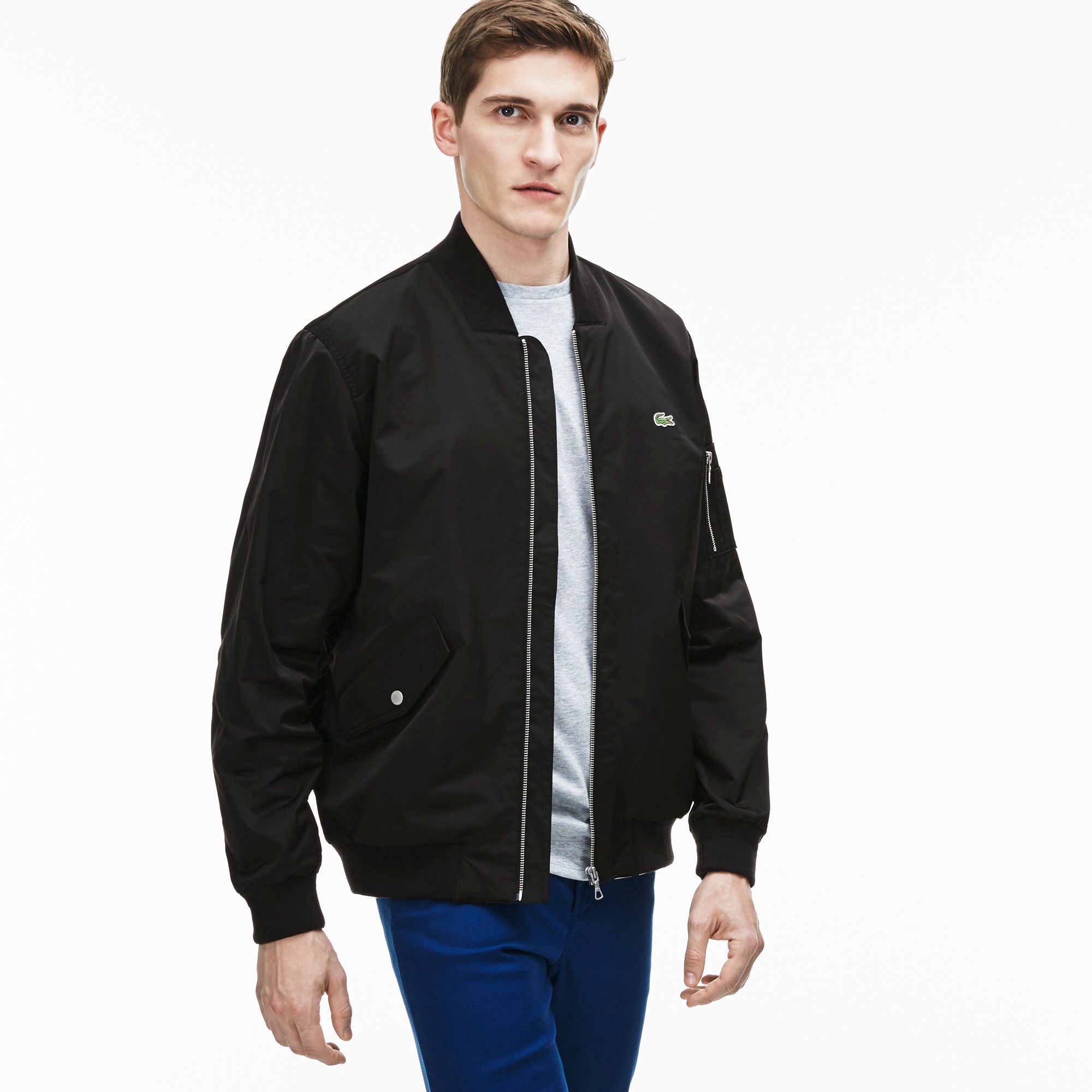 Lacoste Men's Textured Nylon Bomber Jacket - Black | ModeSens