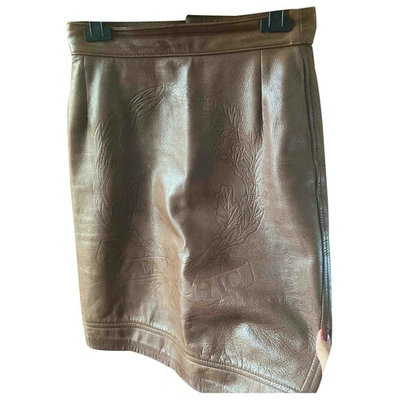 Pre-owned Moschino Cheap And Chic Leather Mini Skirt In Brown