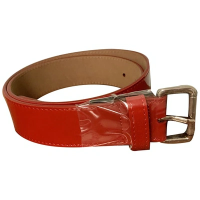 Pre-owned Hugo Boss Patent Leather Belt In Red