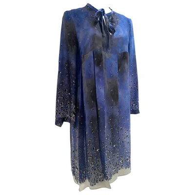 Pre-owned Cacharel Silk Mini Dress In Blue