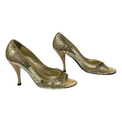 Pre-owned Sergio Rossi Glitter Sandals In Gold