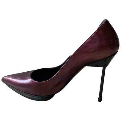 Pre-owned Giorgio Armani Patent Leather Heels In Burgundy