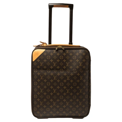 Pre-owned Louis Vuitton Monogram Canvas Pegase 45 Suitcase In Brown