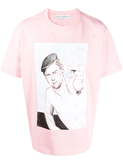 Jw Anderson Graphic-print Short-sleeve T-shirt In Pink