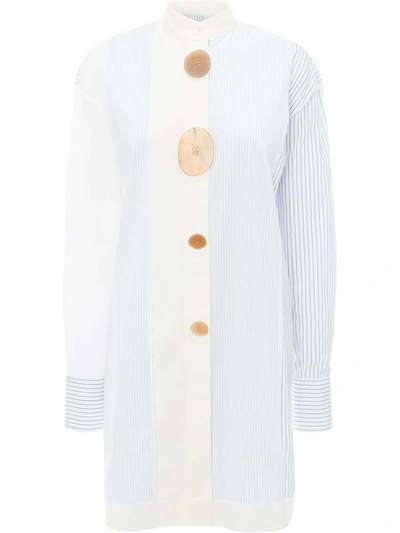 Jw Anderson Multi-panel Striped Shirtdress In White