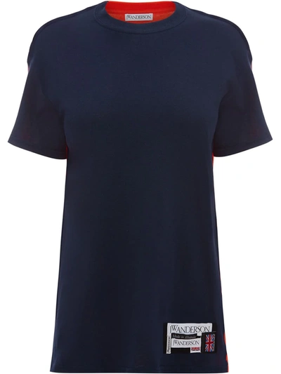 Jw Anderson Made In Britain: Deconstructured Bi Colour T-shirt In Blue