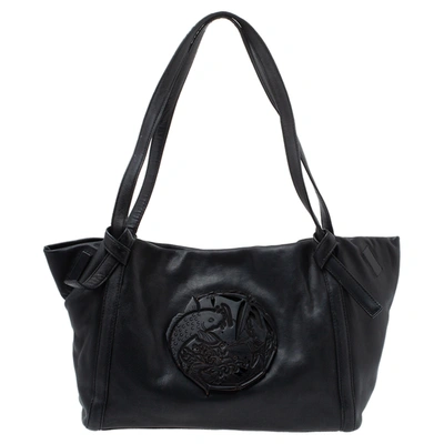 Pre-owned Kenzo Black Leather Koi Fish Tote