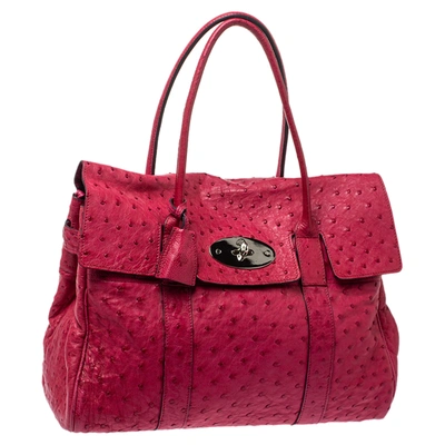 Pre-owned Mulberry Magenta Ostrich Bayswater Satchel In Pink